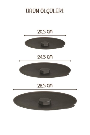 3-teilige Silikon-Topf-/Pfannenabdeckung, Hitzeschutz, anthrazitfarben - 4