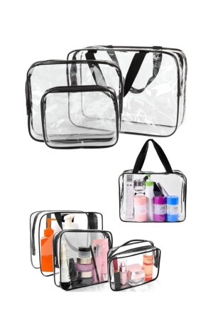 3-teilige transparente Reise-Make-up-Tasche für Damen. Transparente Make-up-Tasche Chef - 1
