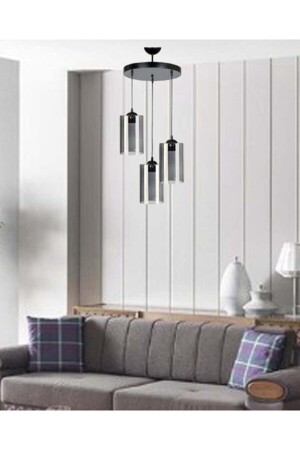 3-teilige Trend Pendelleuchte aus geräuchertem Glimmerglas, Kronleuchter für Wohnzimmer, Küche, Eingang 3lütpsifme - 2