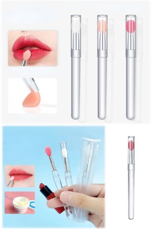 3-teiliger Augen-Lippen-Nagel-Make-up-Pinsel der neuen Generation – multifunktionales Applikator-Set aus weichem Silikon - 2