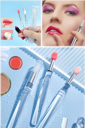 3-teiliger Augen-Lippen-Nagel-Make-up-Pinsel der neuen Generation – multifunktionales Applikator-Set aus weichem Silikon - 5