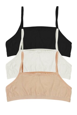 3-teiliger halbunterhemdiger Trainings-BH aus Bio-Baumwolle ohne Polster für Mädchen - Sensu