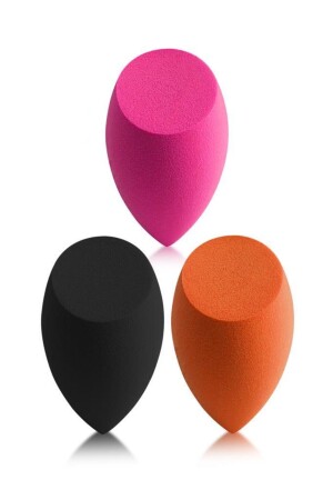 3-teiliger Make-up-Schwamm mit Cut-Tip in Schwarz, Orange, Fuchsia - 2