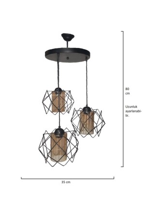 3-teiliger mehreckiger Hängelampen-Kronleuchter aus schwarzem Glimmerglas CKSA0002 - 5