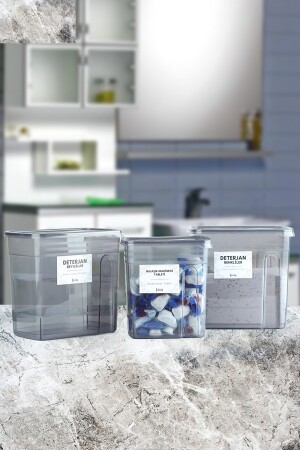 3-teiliges Anthrazit-Geschirrspültabs und Spülmittelfarben – Weiß Dose/Box 3LüAnt2Lt - 1