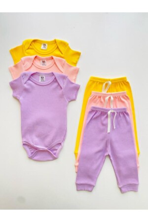 3-teiliges Baby-Body-Hosen-Set aus 100 % Baumwolle mit kurzen Ärmeln - 1