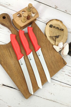 3-teiliges Brotmesser-Set mit Wellenschliff und Spezialschliff - 4