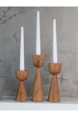 3-teiliges Kerzenständer-Set aus Holz, spezieller Kerzenständer aus Buchenholz. NEU - 1