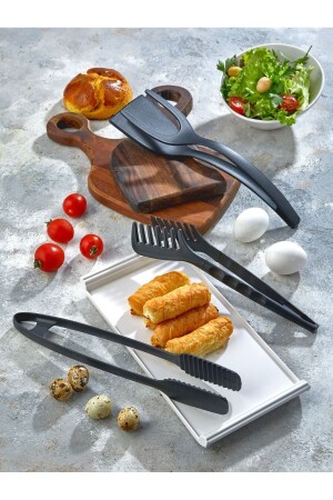 3-teiliges Kochutensilien-Set für die Küche – Grill – Pasta-Küchen-Servierset – Zangen-Set - 2