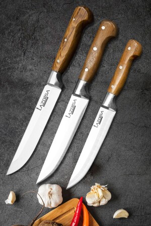 3-teiliges Küchenmesser-Set, Fleisch, Brot, Gemüse, Obst, Messer YNMD16 - 5