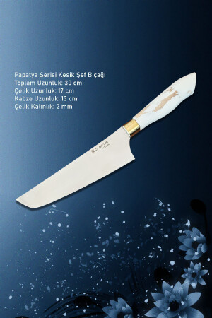 3-teiliges Küchenmesserset der Papatya-Serie (Santaku – Nakiri – Pointed Chef) ptcs02 - 4