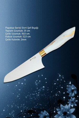 3-teiliges Küchenmesserset der Papatya-Serie (Santaku – Nakiri – Pointed Chef) ptcs02 - 6