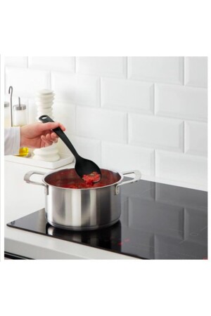 3-teiliges Küchenutensilien-Set, Löffel, Spatel, Zange, hochwertiger Polyamid-Kunststoff, Schwarz, 30 cm, BRBN-IKEA-GNARP - 4