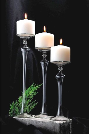 3-teiliges magisches Kerzenständer-Set aus Borosilikatglas, mundgeblasenes Glas, handgefertigt (Kerze nicht im Lieferumfang enthalten), MBL400 - 1