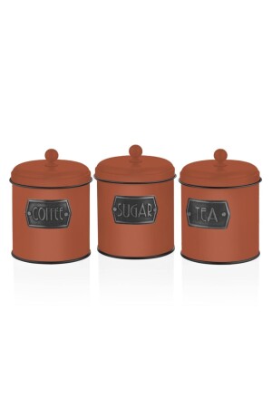 3-teiliges Metallgefäß – Vorratsdose für Tee, Zucker, Kaffee – Fliesenfarbe mmk0018 - 2