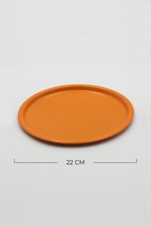 3-teiliges orangefarbenes einzelnes dekoratives Tee-, Kaffee- und Kuchenservice-Präsentationstablett aus Metall, 22 cm, MYT212-SET - 2