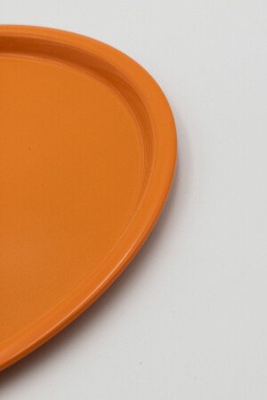 3-teiliges orangefarbenes einzelnes dekoratives Tee-, Kaffee- und Kuchenservice-Präsentationstablett aus Metall, 22 cm, MYT212-SET - 3
