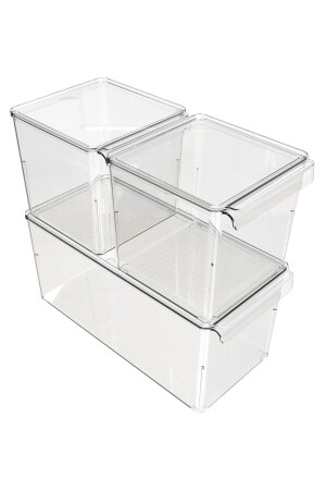 3-teiliges Organizer-Set mit Abdeckung – Transparent M-E73-S1-16 - 2