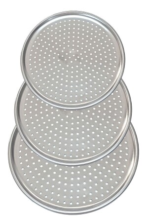 3-teiliges, perforiertes Pizzablech, Lahmacun-Pita-Tablett, 28–32–36 cm, 3-teiliges Pizzablech aus Stahl, OZSA00000032 - 6