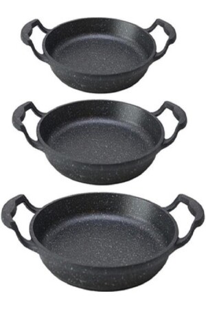 3-teiliges Pfannenset aus gegossenem Granit, 18 cm – 20 cm – 22 cm Pfannenset - 4