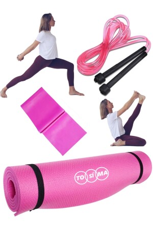 3-teiliges Pilates-Set, Pilates-Matte, Springseil, Widerstandsband, Yoga-Matte, Pilates-Matte - 1