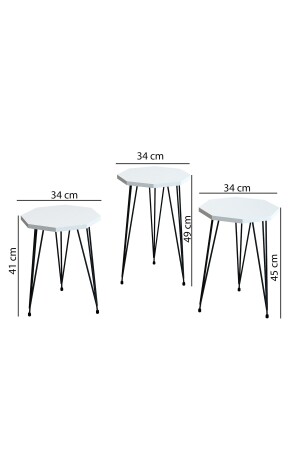 3-teiliges Satz-Couchtisch- und Couchtisch-Set, achteckiges Couchtisch-Set, Drahtbein-Metall-Couchtisch-Set, ZigonOrtac - 6