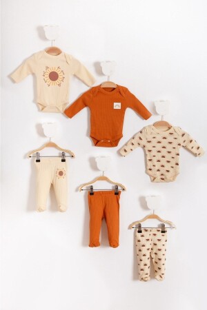 3-teiliges Set aus Unter- und Oberteil für Babys aus gekämmter Baumwolle mit Sonnenmuster, verschiedene Farben - 1