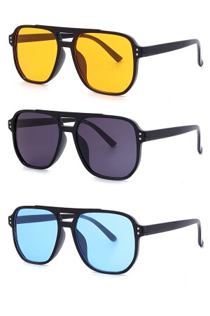 3-teiliges Unisex-Sonnenbrillen-Set aus farbigem Glas der neuen Saison 003 - 1