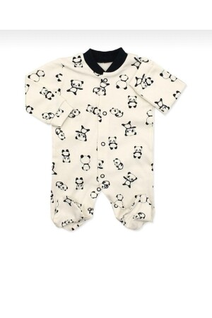 3-teiliges Unisex-Stramplerset für Neugeborene mit grauem Panda-Muster - 4