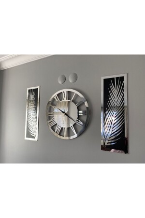 3-teiliges Wanddekorationsset mit Palme und VIP-Uhr aus verspiegeltem Plexiglas - 9