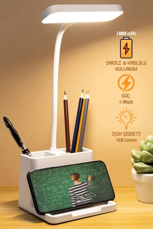 مصباح الطاولة القابل للشحن 3 ألوان شاشة لمس مع الهاتف قفز خطوة العمل القراءة الضوء الليل الضوء الطويل - Telvesse