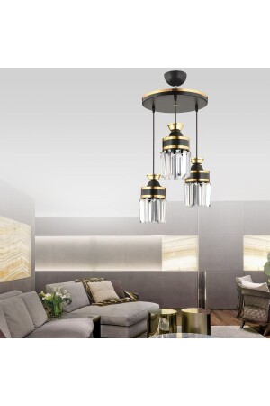 م.ن.ز-نايروبي 3-قطعة مصباح معلق أسود مع حجر الكريستال والطاولة الصفراء الأسطوانة فاخرة الشنابل TYC00 - Kraliçe