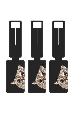 مـنـز-ملفـة البطاقة 3 قطع نمط سليكون اللوحة الاسمية الحقيبة الأمتعة البطاقة القطة نظرة - Senada