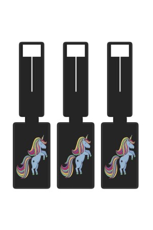 م.ن.ز-ملفة علامة 3 قطع نمط السيليكون لوحة اسم الحقيبة الحقيبة علامة اليونيكورن - Senada