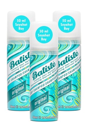 3 X Batiste Original Kuru Şampuan Seyahat Çanta Boy 50 ml - 1