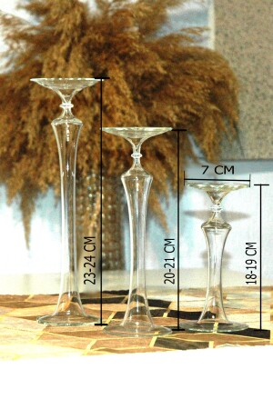 مجموعة من 3 (تراينسبيرنت - شمعة غير مدخولة) - Yansıma Cam