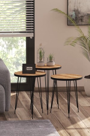 طاولة قهوة من قاعدة (منز) 3 قطع (الجنس) الأسود (زيكونسيفسيا) - meDDex