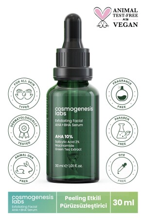 مينز- أها با سيروم للبشرة مع تأثير التشريع 30 ملي للفيجان الميتة نظيف الخلايا (10٪ أها - 2٪ حمض الساليكي - Cosmogenesis Labs