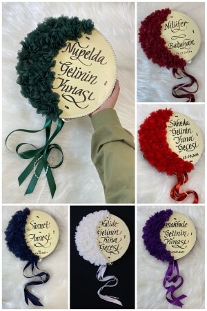 م.ن.ز-مُزاحة التامبورين 30 سم- شريط ثلاثي الأبعاد من الزهور الساتين مع أزياء اللؤلؤ- 12 ألوان- حفل - Zeymerade