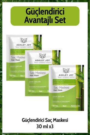 قناع قناع القناع القوي والقناع القوي للاعتناء بالشعر 30 مل 3 قطع مجموعة مزيدة AJ. 10. 00032 - Ashley Joy