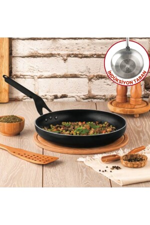 30 Cm Profesyonel İndüksiyonlu Maksi Tava- Horeca Non-Stick İndüksiyon Tabanlı Kızartma Tavası - Evren