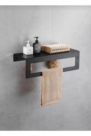 MNZ-30 سم راك الحفاضة السوداء مع الرف - حامل الحفاضة مع الرف المعدني - المطبخ - حمام مع الرف - Şimşekproduct