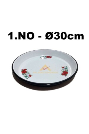 30 Cm Yuvarlak Çiçek Desenli Emaye Yüksek Kenarlı Çinko Fırın Tepsisi ççklitpsi - İstoç Türk
