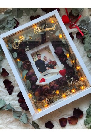 30 x 40 cm großer Design-Rose-Box-Memory-Rahmen mit LED-Fotobereich! - 2