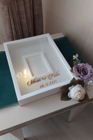 30 x 40 cm großer Design-Rose-Box-Memory-Rahmen mit LED und Fotobereich mit Namen! - 1