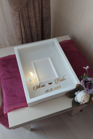 30 x 40 cm großer Design-Rose-Box-Memory-Rahmen mit LED und Fotobereich mit Namen! - 1