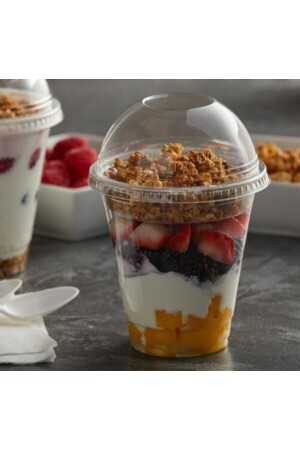 كوب من بلاستيك من النفط مع غطاء 300 ملم كلم كوب كوب كوب كوب كوب كوب 100 قطعة Miopet100400cc - Genel Markalar