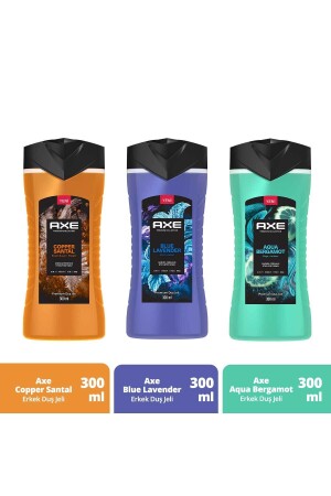 مجموعة من المنتجات المميزة من المنتجات المضلية من غيل النحاس 300 مل + لافندرا الزرقاء 300 مل + أكوا بيرغاموت 300 مل - Axe