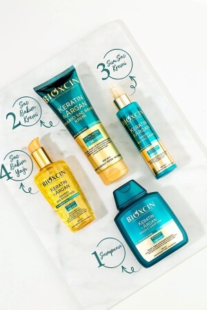 مكنز كيراتين و أرگان شامبو إصلاح 300 مل + كيراتين أرگان زيت رعاية الشعر + مكيف + تصلح زيت السائل - Bioxcin