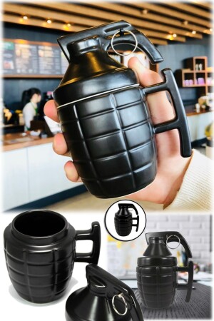 300 ml El Bombası Kapaklı Seramik Kahve Çay Fincanı Hediyelik Gamer Pubg Call Of Duty Bardağı Siyah kl19a - 4